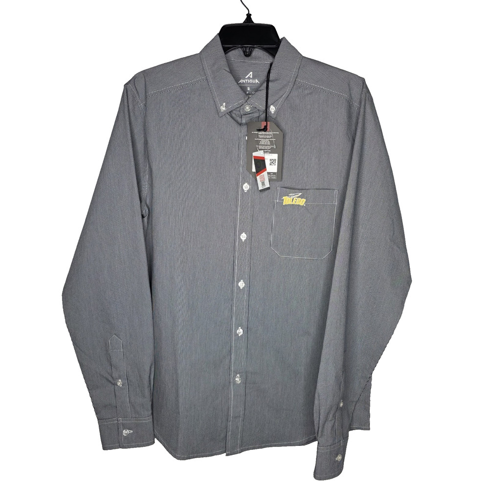 Antigua Mens S Toledo Rockets Porter Long Sleeve Button Down Shirt Blue White
